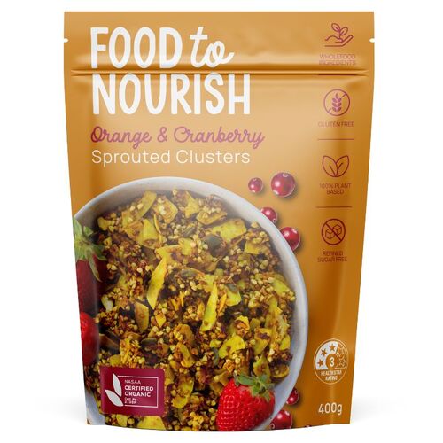 Food To Nourish Sprouted Clusters Orange & Cranberry 400g